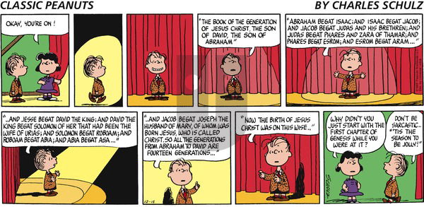 Peanuts - Sunday December 18, 2016 Comic Strip