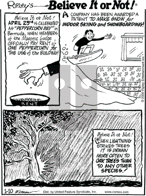 Ripley's Believe It or Not on Monday January 10, 2000 Comic Strip