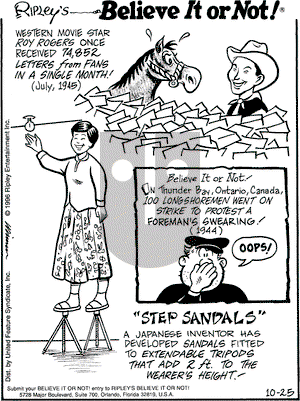 Ripley's Believe It or Not on Friday October 25, 1996 Comic Strip