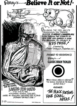 Ripley's Believe It or Not on Thursday February 23, 2006 Comic Strip