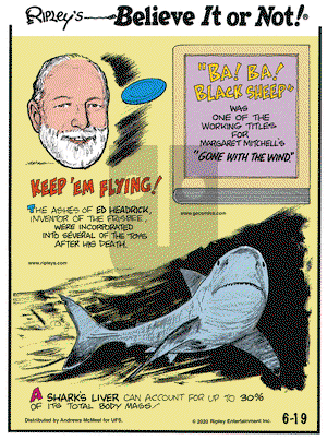 Ripley's Believe It or Not on Friday June 19, 2020 Comic Strip