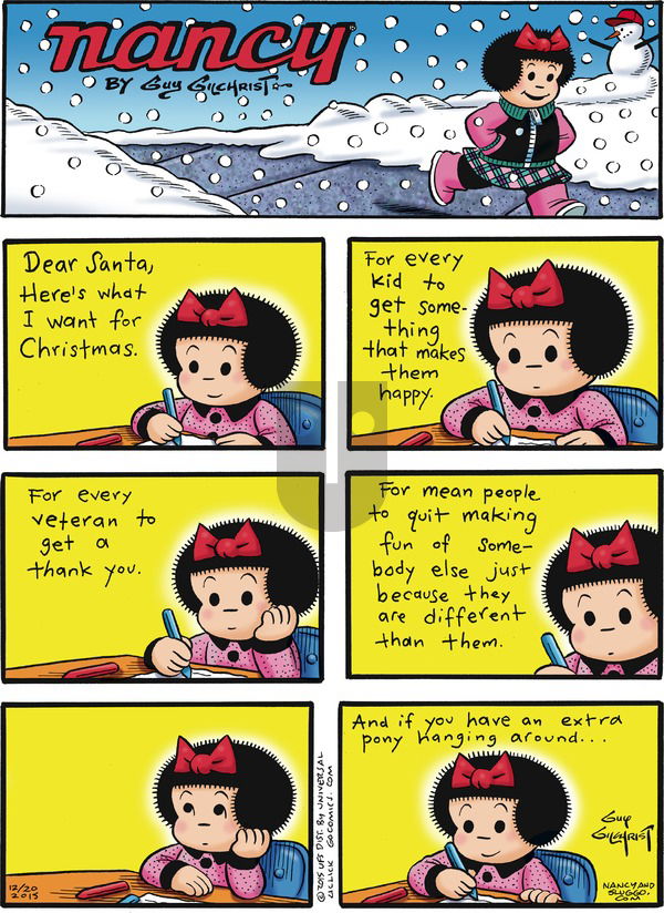Nancy on Sunday December 20, 2015 Comic Strip