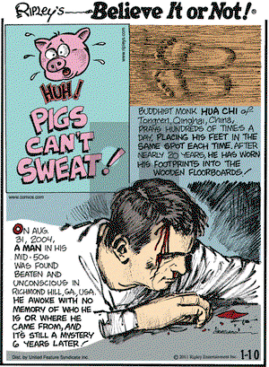 Ripley's Believe It or Not on Monday January 10, 2011 Comic Strip