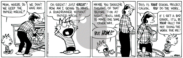 Calvin and Hobbes on Friday November 16, 1990 Comic Strip