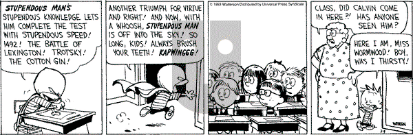 Calvin and Hobbes - Thursday March 4, 1993 Comic Strip