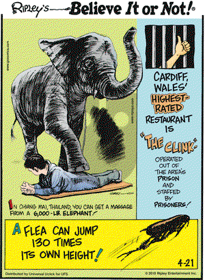 Ripley's Believe It or Not on Tuesday April 21, 2015 Comic Strip