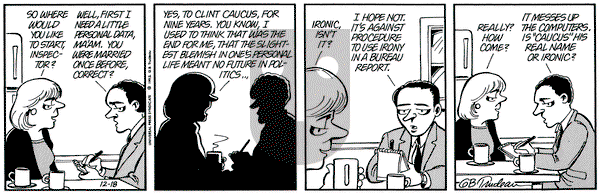 Doonesbury on Friday December 18, 1992 Comic Strip