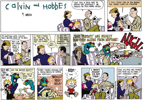 Calvin and Hobbes on Sunday March 25, 1990 Comic Strip