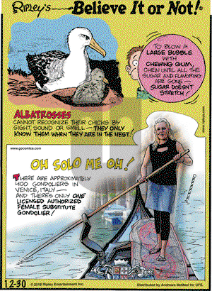 Ripley's Believe It or Not on Monday December 30, 2019 Comic Strip