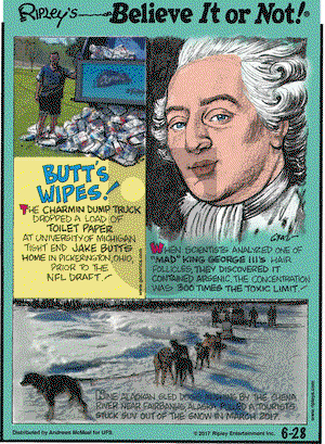 Ripley's Believe It or Not on Wednesday June 28, 2017 Comic Strip