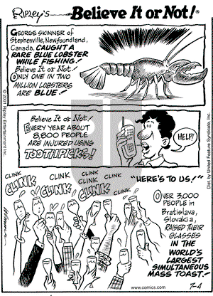 Ripley's Believe It or Not on Wednesday July 4, 2001 Comic Strip