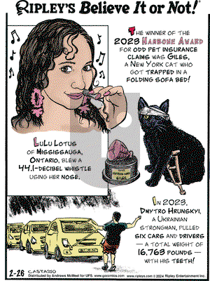 Ripley's Believe It or Not - Monday February 26, 2024 Comic Strip