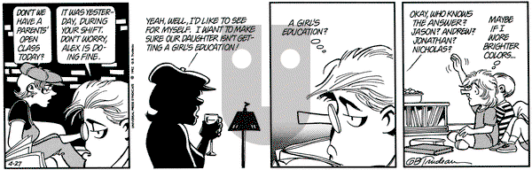 Doonesbury on Monday April 27, 1992 Comic Strip