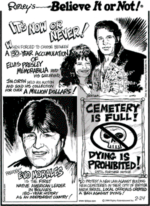 Ripley's Believe It or Not on Friday February 24, 2006 Comic Strip