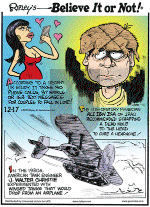 Ripley's Believe It or Not on Tuesday December 17, 2013 Comic Strip