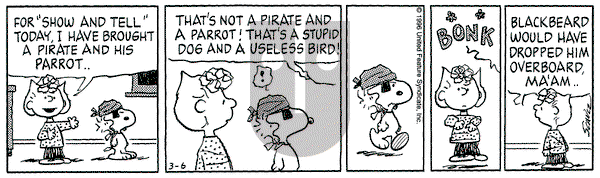 Peanuts on Wednesday March 6, 1996 Comic Strip