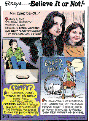 Ripley's Believe It or Not on Wednesday August 19, 2015 Comic Strip