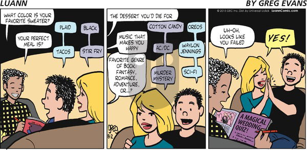 Luann on Sunday August 2, 2015 Comic Strip