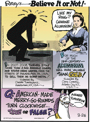 Ripley's Believe It or Not on Thursday March 26, 2009 Comic Strip