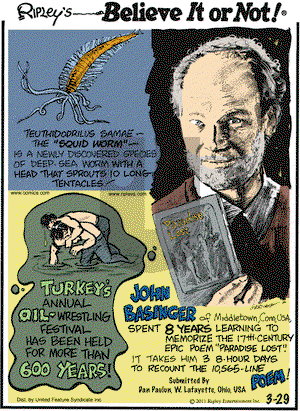 Ripley's Believe It or Not - Tuesday March 29, 2011 Comic Strip