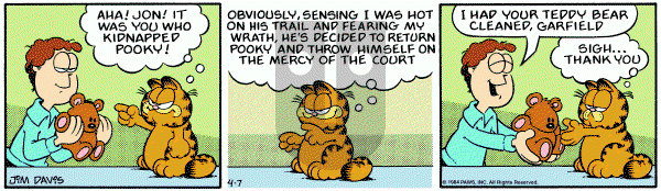 Garfield on Saturday April 7, 1984 Comic Strip
