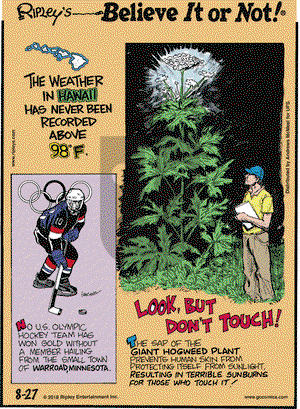 Ripley's Believe It or Not on Monday August 27, 2018 Comic Strip