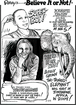 Ripley's Believe It or Not on Wednesday March 1, 2006 Comic Strip