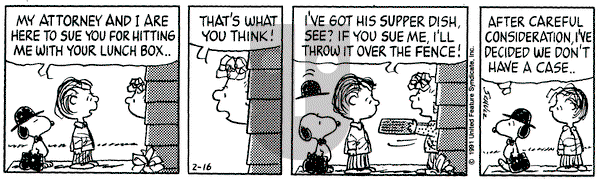 Peanuts on Saturday February 16, 1991 Comic Strip