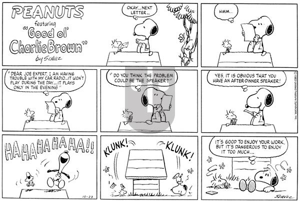 Peanuts on Sunday October 23, 1983 Comic Strip