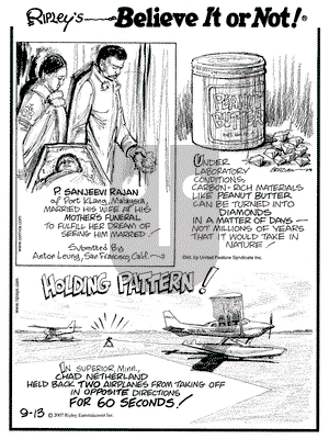 Ripley's Believe It or Not on Thursday September 13, 2007 Comic Strip