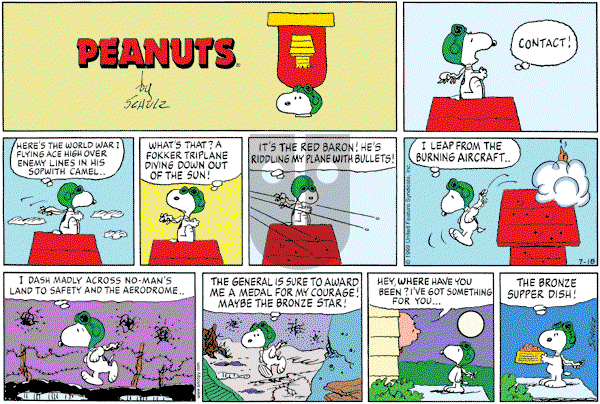Peanuts - Sunday July 18, 1999 Comic Strip