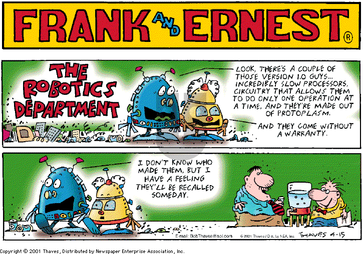 Frank and Ernest on Sunday April 15, 2001 Comic Strip