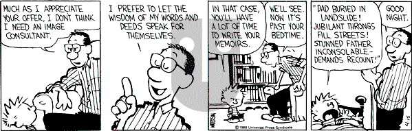 Calvin and Hobbes - Friday April 15, 1988 Comic Strip