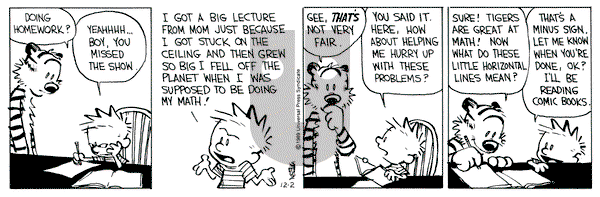 Calvin and Hobbes on Saturday December 2, 1989 Comic Strip