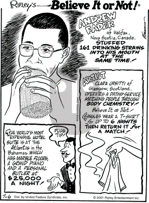 Ripley's Believe It or Not on Wednesday April 10, 2002 Comic Strip