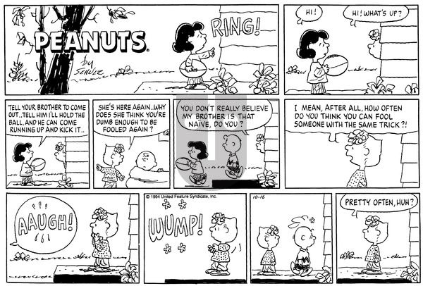 Peanuts on Sunday October 16, 1994 Comic Strip
