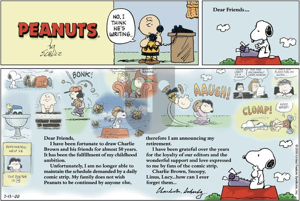 Peanuts on Sunday February 13, 2000 Comic Strip