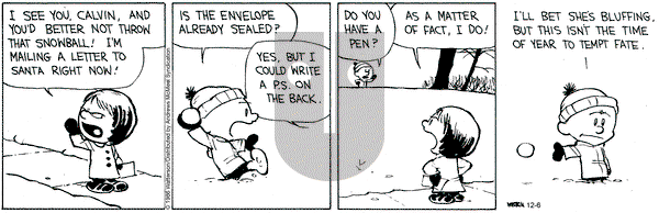 Calvin and Hobbes on Saturday December 6, 2025 Comic Strip