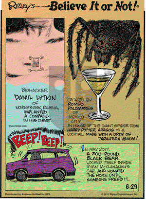 Ripley's Believe It or Not on Thursday June 29, 2017 Comic Strip