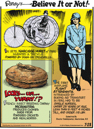 Ripley's Believe It or Not on Monday July 28, 2014 Comic Strip