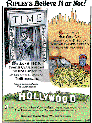Ripley's Believe It or Not - Saturday July 6, 2024 Comic Strip