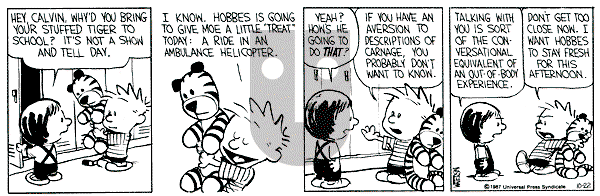 Calvin and Hobbes - Thursday October 22, 1987 Comic Strip