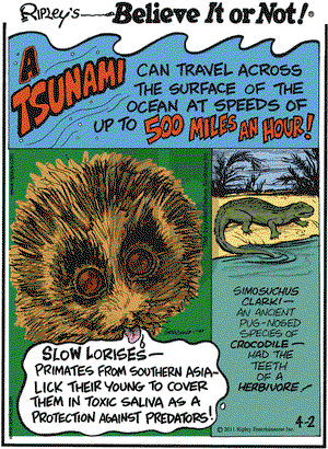 Ripley's Believe It or Not on Saturday April 2, 2011 Comic Strip