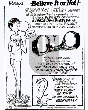 Ripley's Believe It or Not on Wednesday January 29, 2003 Comic Strip