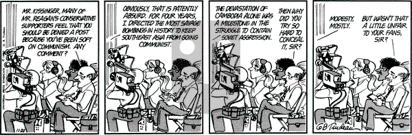 Doonesbury on Thursday November 20, 1980 Comic Strip