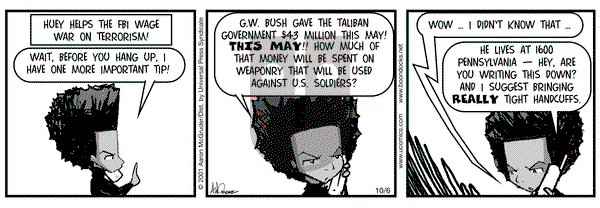 The Boondocks on Saturday October 6, 2001 Comic Strip