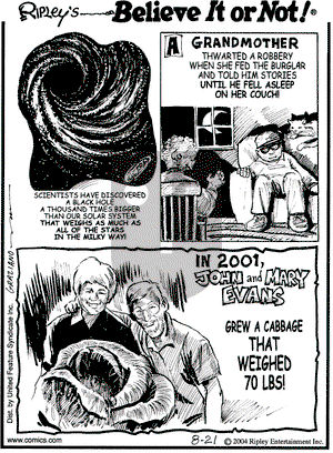 Ripley's Believe It or Not on Saturday August 21, 2004 Comic Strip