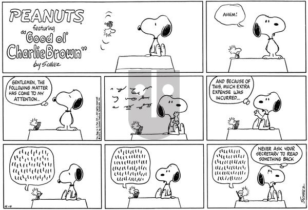 Peanuts on Sunday April 4, 1971 Comic Strip
