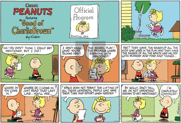 Peanuts on Sunday September 9, 2001 Comic Strip