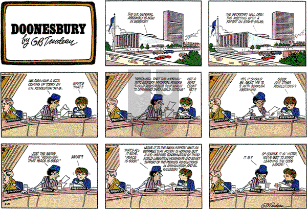 Doonesbury on Sunday March 21, 1982 Comic Strip